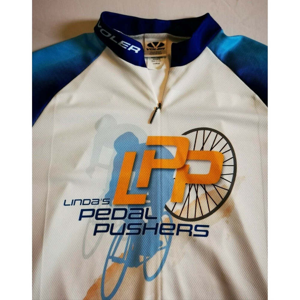 Voler race Cycling Short Sleeve Women's Shirt size Large white blue